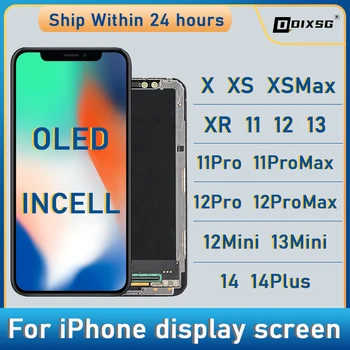 OLED для iPhone X XR XS Max LCD Incell Для iPhone 11 12 13 Pro Max 13 Mini 14 Plus 15 OLED ЖК-дисплей Экран Дигитайзер в сборе