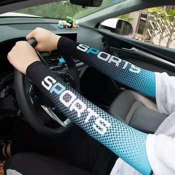 Дышащий ледяной шелковый рукав солнцезащитный крем манжета УФ солнцезащитные рукава рукава противоскользящие мужские женщины длинные перчатки на открытом воздухе спорт велоспорт