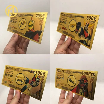 4 Дизайны НЛО Робот Грендайзер Goldorak Японское классическое аниме 200 100 500 евро Золотая банкнота для детской памяти Коллекция