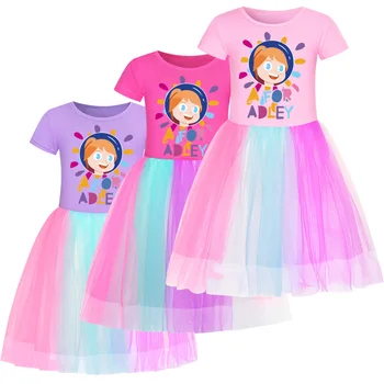 Летние платья для девочек Vestidos A FOR ADLEY Платья День рождения Костюм принцессы с коротким рукавом Подросток Детская вечеринка