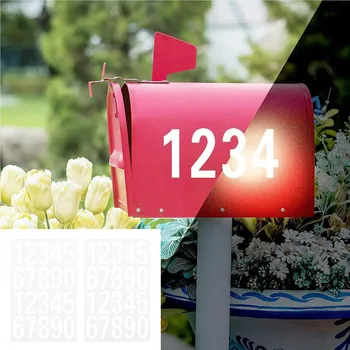  белый светоотражающий номер почтового ящика наклейки для внешнего адреса 0 9 номеров для домов клейкие наклейки с номерами Набор наклеек