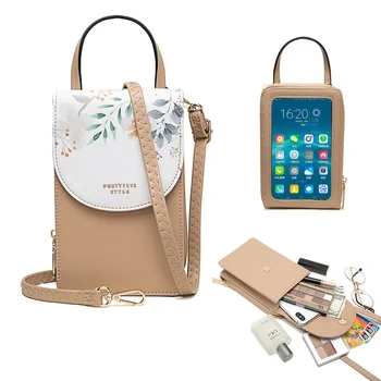  сумка для мобильного телефона с сенсорным экраном PU печать большой емкости трендовая женская портативная сумка-мессенджер на одно плечо