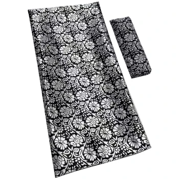  Черно-белая атласная шелковая ткань с шифоновой блузкой 4 + 2 ярда Высококачественная мягкая атласная ткань для женского платья