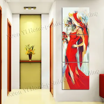 3 панели ручной росписи сексуальная красота женщины девушки живопись картина холст искусство cuadros настенные картины для гостиной без рамы XY040