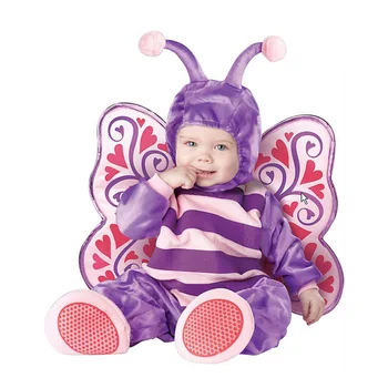 хэллоуин день рождения косплей 6-30 месяцев дети девочки фиолетовая бабочка костюм комбинезон шляпа обувь Комбинезон для малышей