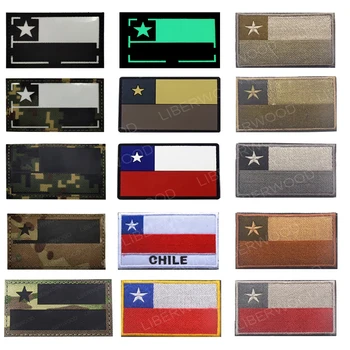  вышитые инфракрасные светоотражающие резиновые аппликации из ПВХ светящиеся в темноте наклейки нашивка флаг Чили тактический значок для униформы
