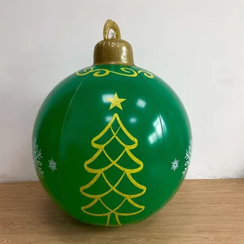 Украшенный мяч Рождественские елочные украшения Игрушечный шар без света ПВХ Гигантские большие большие шары 60 см На открытом воздухе Рождественский надувной