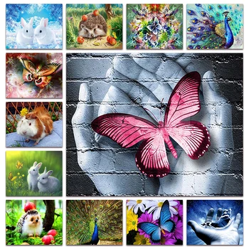 Новый 5D DIY Алмазная роспись мозаика Животные бабочки цветы Полная алмазная вышивка Кролик Еж Свинья Коала Вышивка крестом X038