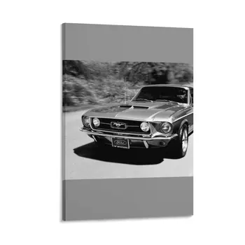 1967 Ford Mustang Ч/Б Холст Живопись роскошный домашний декор искусство
