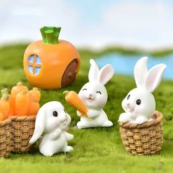 Микро-ландшафт милые животные мультяшный кролик кролик морковный домик милый кролик садоводство смола ювелирные аксессуары кролик украшения
