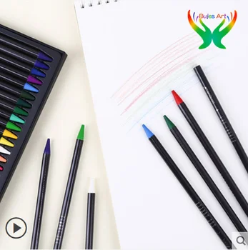 Водорастворимый карандаш 24 цветных цветных карандаша утолщенная древесина без свинца, без свинца и безопасный жирный свинцовый сердечник художественные принадлежности