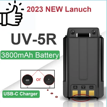 BF-F8HP Увеличенный аккумулятор 3800 мАч UV-5R с оригинальным USB-кабелем Type-C увеличенной батареи BL-5 UV-5RA UV-5RE BF-F8HP Walkie Talki