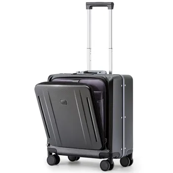 Новый 18-дюймовый дорожный чемодан для ручной клади Переднее открывание Сумка на колесиках для багажа чехол на колесиках с USB-держателем для багажа