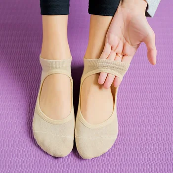 Женские нескользящие носки для йоги с открытой спиной, силиконовые дышащие носки для пилатеса для женщин, фитнес, балет, танцы, хлопок, спортивные носки, тапочки
