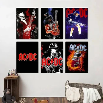 Ретро Плакат Рок A-AC-DC Плакаты Крафт-бумага Винтажный плакат Настенное искусство Живопись Исследование Эстетическое искусство Малый размер Настенная живопись