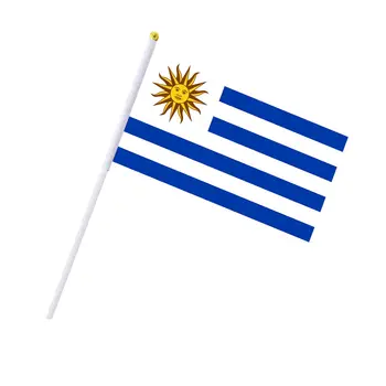 14x21 см 10шт Маленький ручной флаг Уругвая с пластиковыми флагштоками для парада активности Спортивное украшение дома