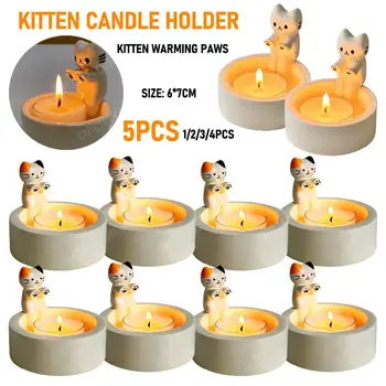1-5PCS Cat Подсвечник Cat Aromatherapy Подсвечник Настольный декоративный орнамент Creative High Tempe Resistant Candle