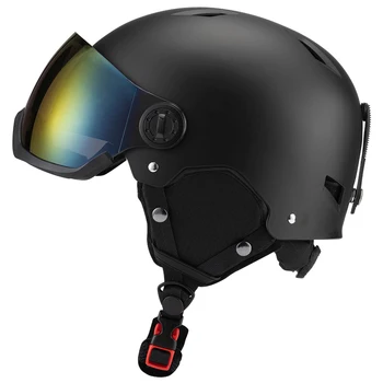 лыжный шлем Ветрозащитный противоударный снежный шлем Лыжные очки На открытом воздухе Спортивные теплые шлемы Цельнолитый защитный шлем для сноуборда