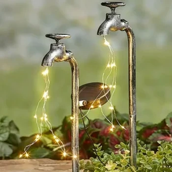 Железный солнечный кран в форме водяной лампы на открытом воздухе в саду солнечные огни украшение