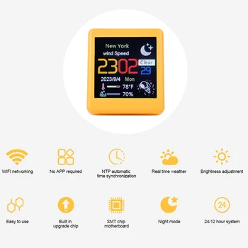 WiFi Clock Настольные цифровые часы погоды показывают температуру, влажность, дату, время, умную метеостанцию для домашнего офиса