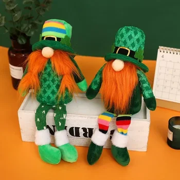 День Святого Патрика Гном Чучело Гномов Плюшевая игрушка Праздничное украшение для дома Lucky Clove Безликая кукла Ирландский фестиваль эльфов