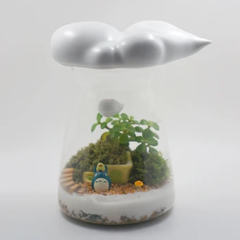 Слышать, как поет ветер Мох Микроландшафт Стеклянный контейнер для цветов Креативные зеленые растения Aixiqi