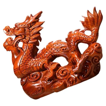 Китайский Статуя Дракона Зодиак Дракон Деревянный Ремесло Скульптура Дракона Настольная Полка Декор