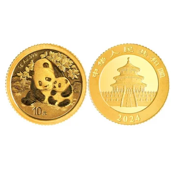 2024 Китай 1г Золото 10 юаней Панда Монета UNC
