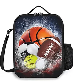  Изолированная сумка для ланча для мальчиков Многоразовый спортивный ланч-бокс для школьной работы Пикник Офис Водонепроницаемая сумка Плечевой ремень