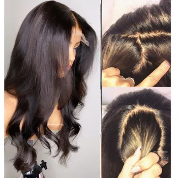Body Wave Шелковая основа Полное кружево Парик из натуральных волос Бразильский волосы Реми Волнистые предварительно выщипанные 5x4.5 Шелковый топ Полный кружевной парик с детскими волосами
