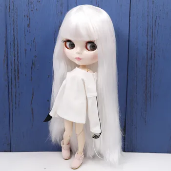 ICY DBS Blyth Doll Series No.280BL136 Белые прямые волосы с челкой Белое лицо суставное тело 1/6 бжд