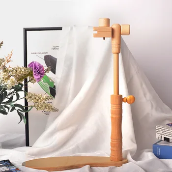  Рамка для вышивки крестом Бук Дерево Вышивка Вышивка Держатель Инструмент Рамка из массива дерева Поворот на 360 градусов и выдвижной