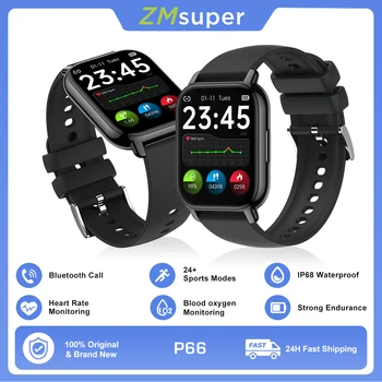 ZMsuper P66 Умные часы Bluetooth Вызов 1,85-дюймовый музыкальный контроль Спорт Здоровье Обнаружение кислорода в крови IP68 Водонепроницаемые смарт-часы