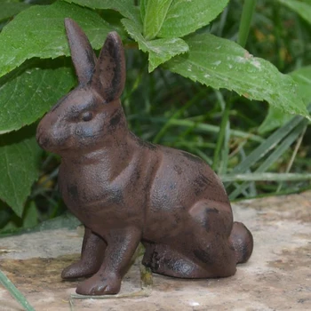 Чугунные украшения для сада кроликов, изготовленные вручную из прочного кованого материала