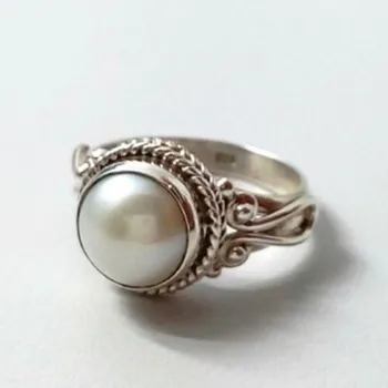 Популярное ретро-имитационное тайское серебряное модное женское кольцо и жемчужное кольцо из Европы и Америки