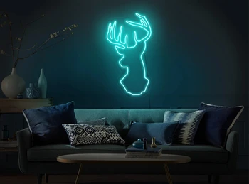 Неоновая вывеска Deer с питанием от USB для декора комнаты, светодиодный неоновый свет с регулируемой яркостью ночник для детской спальни настенное искусство домашний декор