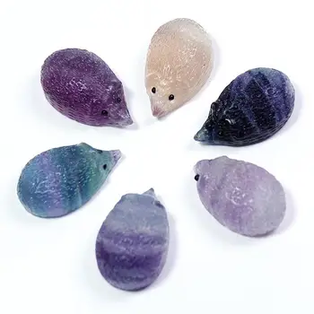 Натуральный кварцевый кристалл Резной флюоритовый камень Еж Камень Лечебный камень Украшение домашнего стола