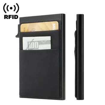 RFID Боковая щетка для защиты от кражи Металлический держатель для кредитных карт для нескольких карт Коробка для карт из алюминиевого сплава Кошелек Многофункциональный зажим для денег
