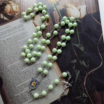зеленый акриловая бусина крест четки ожерелье святые ювелирные изделия оберег украшение для дня рождения, свадьбы, фестиваля, украшения для вечеринки B03E