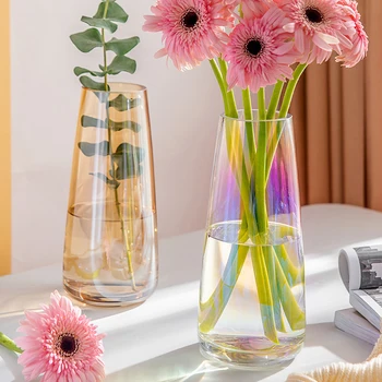 Light Роскошные персонализированные прозрачные стеклянные вазы украшения Дом Гостиная Офис Свадебные цветы Композиция Украшения