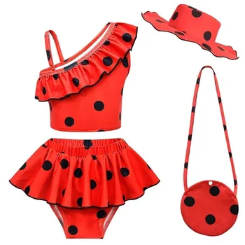 Карнавал Хэллоуин 2023 Redbug косплей Купальник для девочек Летняя одежда Красный жук Вечернее платье Детский песчаный пляж Девочка Бикини