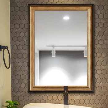 американский стиль ретро цвет дерева антикварный сделанный старый в ванной комнате зеркало настенное зеркало для ванной комнаты минималистичный