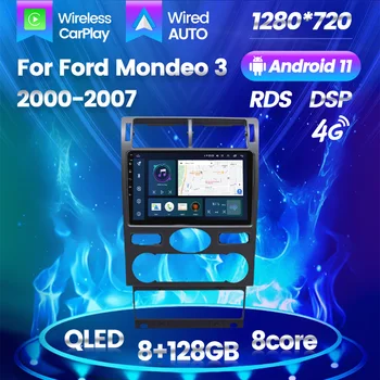 QLED Экран Мультимедийный Плеер Стерео Для Ford Mondeo 3 2000-2007 8G + 128G GPS Навигация Авто Радио Android AUTO Wireless Carplay