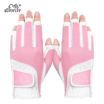 GVOVLVF 1 пара перчаток для гольфа для женщин с открытым пальцем Мягкая кожа дышащая более удобная для ношения на длинных ногтях Подходит для дам и девочек