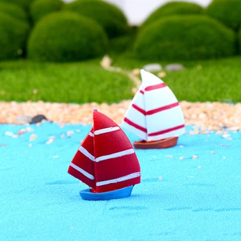 2 шт. парусная лодка смола ремесло пляж декор jardin сказочный сад миниатюрные фигурки para jardines мини кукольный домик аквариумный декор