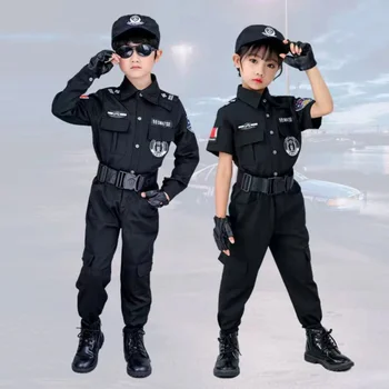 Хэллоуин Дети Полицейский Косплей Костюм Мальчики Девочки Ребенок Полицейская Форма Армейские Полицейские Комплекты Одежды Вечеринка Одевалка Подарок