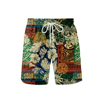 Гавайские пляжные шорты Цветок Гавайский стиль Мерч 3D Лето Японский праздник Женщины / Мужчины Эластичная талия Повседневные шорты