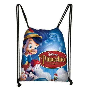 Disney Пиноккио Сумка на шнурке Детская сумка для хранения Мальчики Девочки Повседневный рюкзак Дорожные сумки Сумки для покупок Книжная сумка Подарок