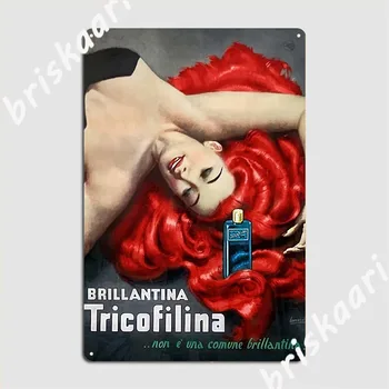 1951 Рита Хейворт Рыжие волосы Brillantina Tricofilina Итальянская реклама Винтажный плакат Плакат Металлическая табличка Классический жестяной знак