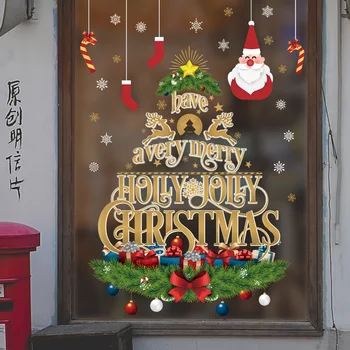 SD-07 # Очень счастливого Рождества Наклейки на стену Классная комната Стеклянное окно Фон Украшение Живопись Наклейки